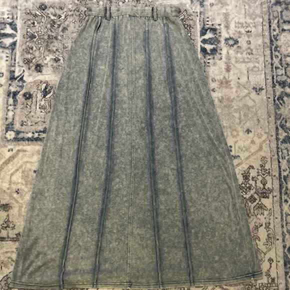 Crew Basics Vintage-Inspired Light Blue “Denim Look” Maxi Skirt - Picture 9 of 15